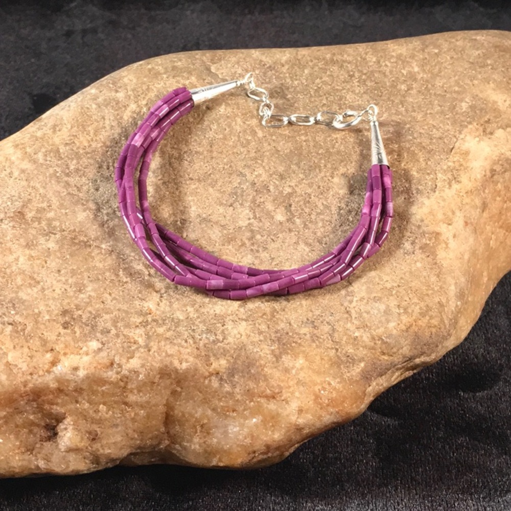 Sterling Silver 5 Strand Sugilite bracelet 8” - Picture 6 of 8